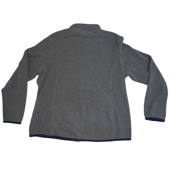 LL Bean Sweater Shirt Womens Large Gray Blue Fleece Outdoor Top Full Zip Jacket - Picture 2 of 13